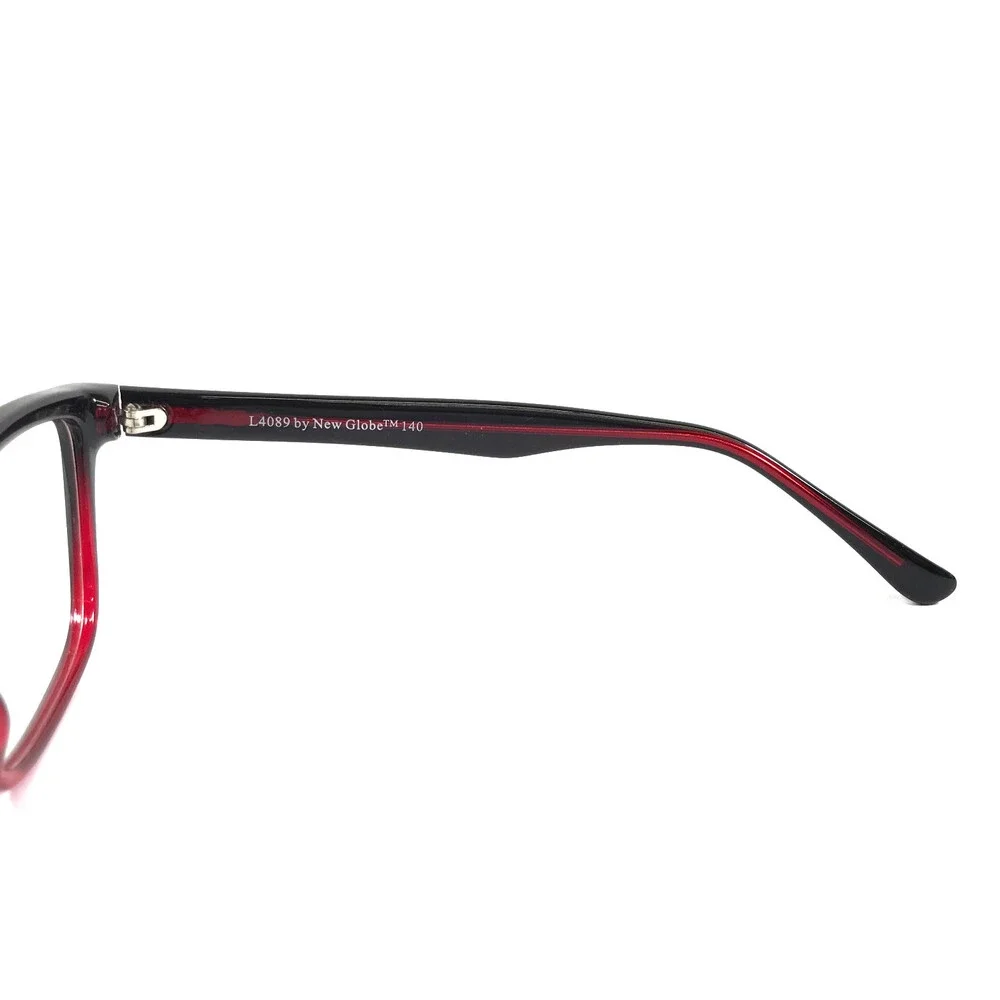 New Globe Eyeglasses Frames L4089 BURGUNDY Black Rectangle Full Rim 55-19-140
